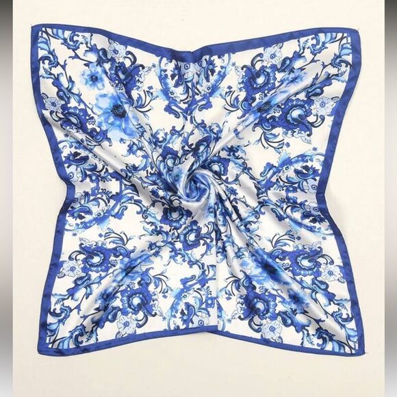 Blue Floral Scarf G8 - Picture 1 of 4